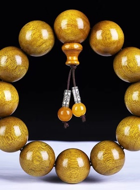 金丝楠木20佛珠手链金丝楠手串阴沉木水波纹男女小叶紫檀木手串