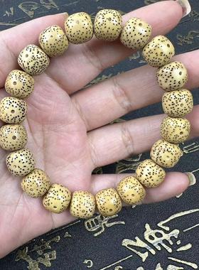 星月菩提手串单圈原生态高密顺白新月手链男女正月菩提子文玩佛珠