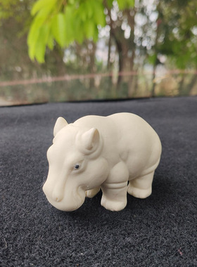 象牙果雕刻河马精雕工艺品萌萌哒河马家居办公室车载摆件