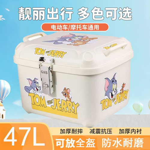 摩托车尾箱复古卡通大容量电动车踏板车防水后备箱非铝合金外卖箱
