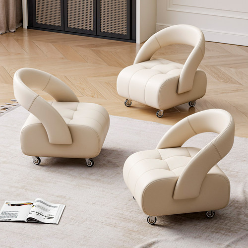 沙发凳靠背椅子意大利万向轮客厅家用小凳子高级感滑轮静音小板凳