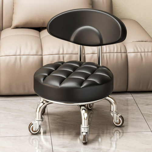 椅子儿童学步矮凳美甲美缝凳万向轮小凳子小板凳圆凳家用滑轮矮凳