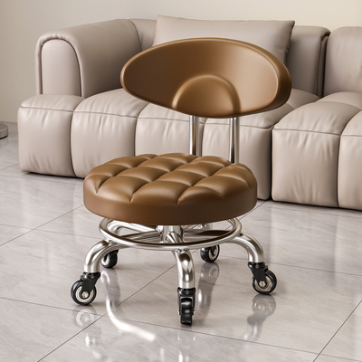 带轮带娃客厅靠背小椅子意式万向轮小凳子滑轮移动凳子家用矮凳