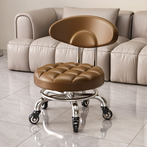 带轮带娃客厅靠背小椅子意式万向轮小凳子滑轮移动凳子家用矮凳