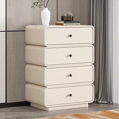 实木奶油风榻榻米矮床头柜简约现代轻奢床边柜卧室2024新款单抽柜