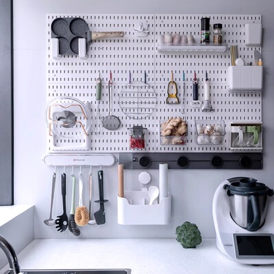 洞洞板配件大全适配长孔置物架收纳盒适宜家用挂篮餐边柜装饰挂件