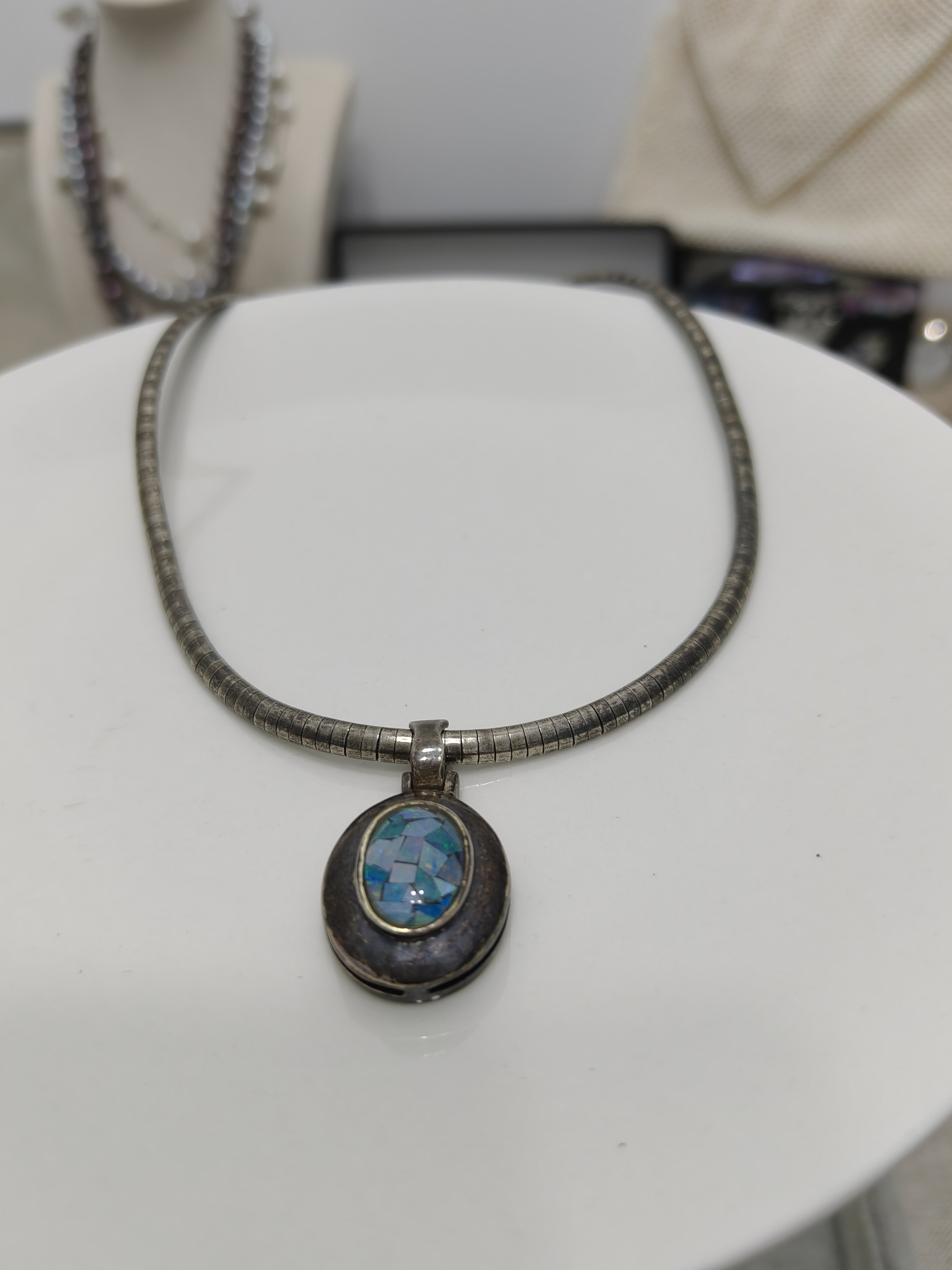 Vintage/中古饰品复古项链老银欧泊项链
