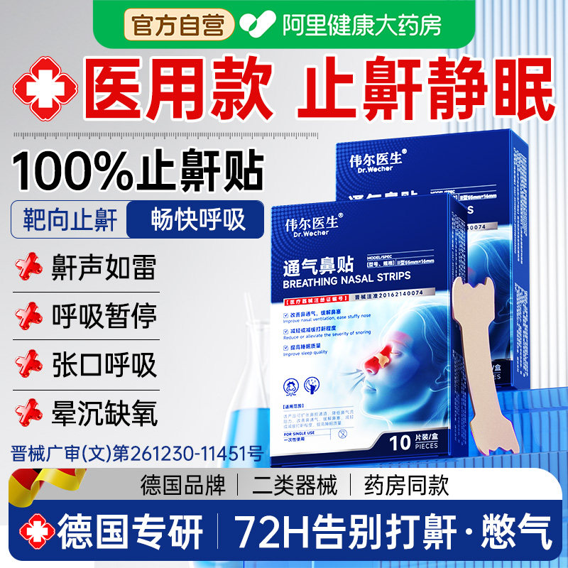 医用止鼾贴防睡觉打呼噜专用重度打鼾止鼾器通气鼻贴男女止鼾神器
