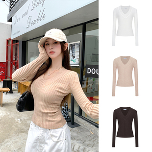 秋减龄chic显瘦百搭上衣 针织衫 MosesQueen魔西女王修身 显瘦长袖