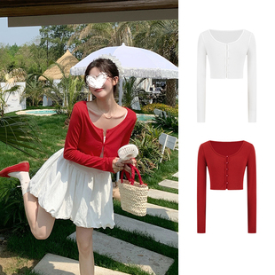 MosesQueen魔西女王红色针织衫薄款披肩秋季罩衫外套宽松坎肩上衣