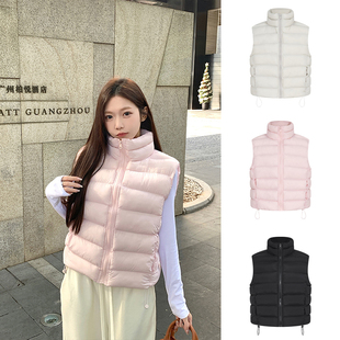 MosesQueen魔西女王粉色立领棉服马甲外套女秋冬叠穿保暖马夹上衣