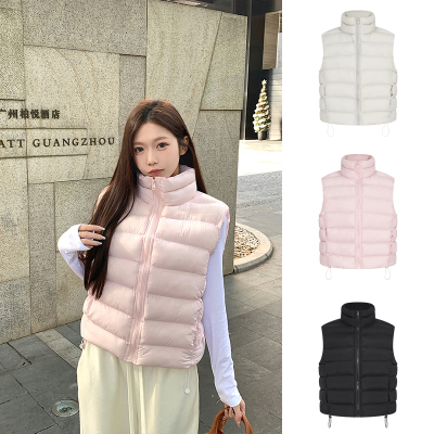MosesQueen魔西女王粉色立领棉服马甲外套女秋冬叠穿保暖马夹上衣