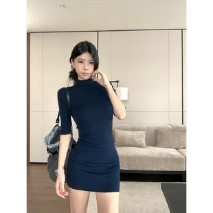 MosesQueen魔西女王修身紧身气质中袖连衣裙辣妹风收腰显瘦包臀裙