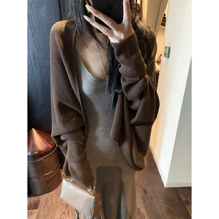 MosesQueen魔西女王蝙蝠袖 秋冬外搭毛衣外套披肩宽松上衣 针织开衫