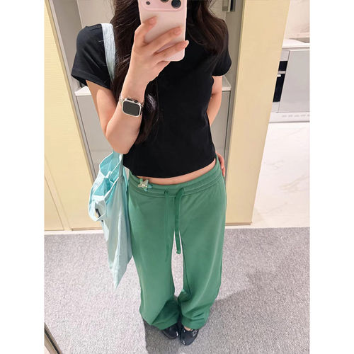 宽松显瘦直筒垂感休闲运动卫裤女