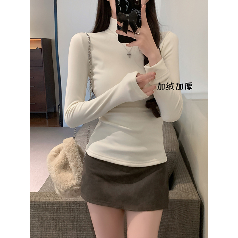 半高领打底衫女秋冬款加绒加厚
