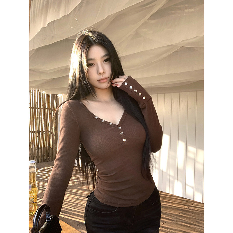 MosesQueen魔西女王修身v领长袖t恤女新款内搭打底衫收腰显瘦上衣,女装/女士精品,T恤,淘宝优惠券,粉丝福利购,淘宝优惠卷