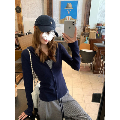 美式拉链连帽卫衣外套开衫上衣