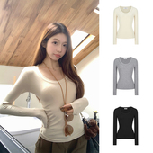 修身 新款 简约纯色上衣 女打底内搭秋装 MosesQueen魔西女王圆领长袖