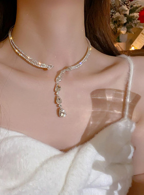 锆石水滴choker项链轻奢小众高级感项圈秋冬礼服百搭气质饰品