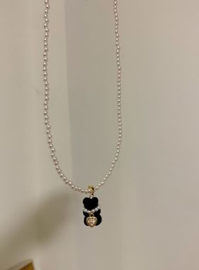 吊坠甜美百搭珍珠项链韩国东大门edito戴珍珠项链小熊