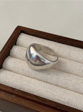 韩版磨砂古法基础款包包戒指质感重工韩系博主指环S925纯银