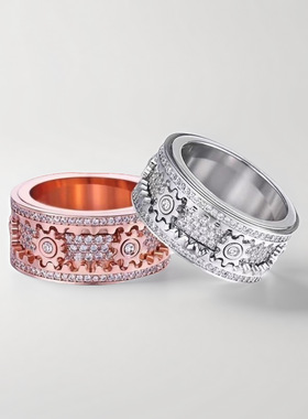 热卖齿轮戒指可转动男女情侣