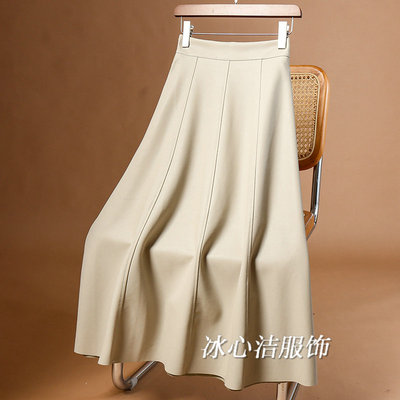 秋冬复古PU皮小个子百褶裙半身裙