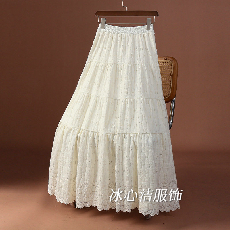 冬季绝美漂亮磨毛蕾丝长款半身裙女秋冬2025年冬天好看的裙子长裙