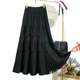 冬款 黑色丝绒半裙百褶裙半身裙秋冬女2025新款 春款 裙子长裙