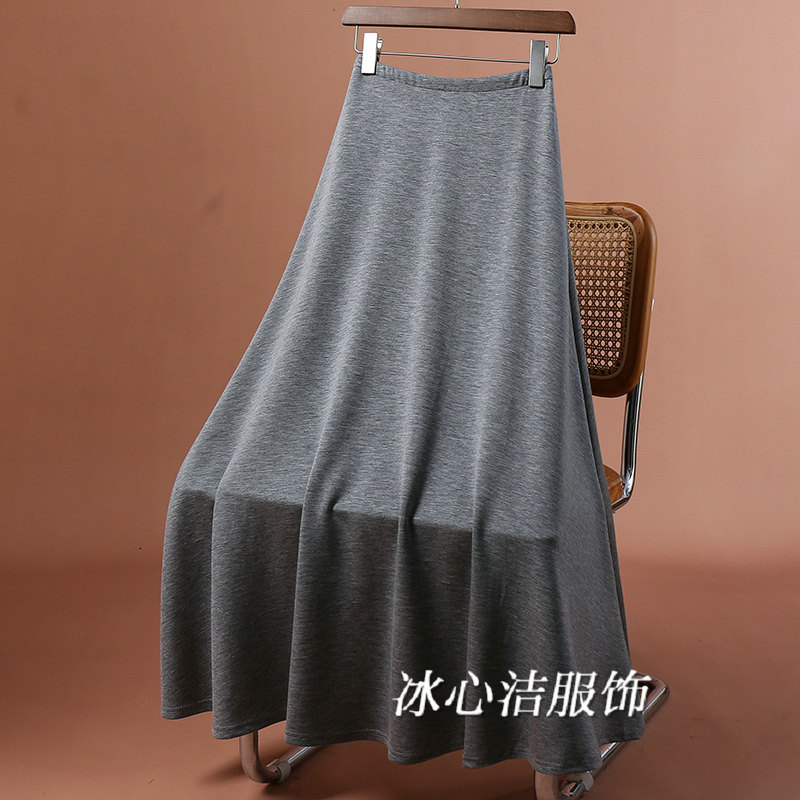 夏天休闲大摆纯色面膜A字裙半身裙夏季2025新款显瘦裙子垂感长裙