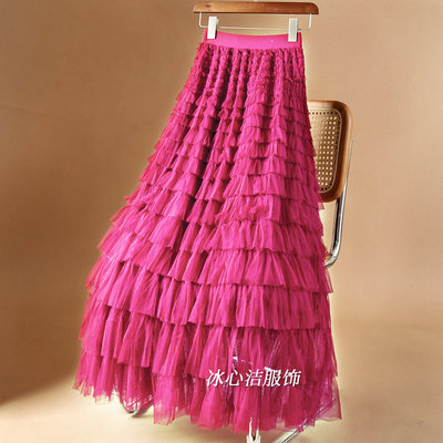 秋冬季长纱裙蛋糕裙长裙