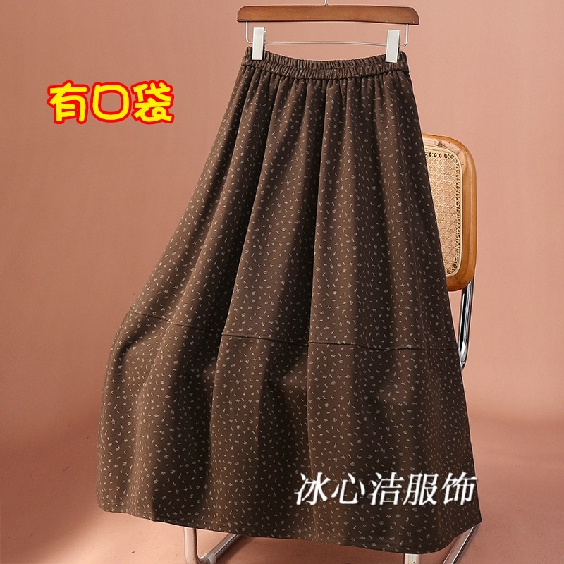 复古加厚毛呢松紧腰半身裙
