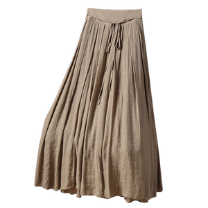 高端禅意棉麻半身裙女夏季2024新款小个子中长款大摆裙子半裙长裙