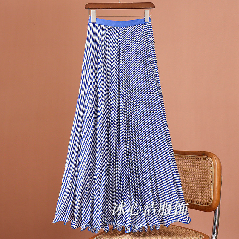 超仙条纹长款风琴褶半身裙女2025秋冬新款超长裙子到脚踝舞蹈裙子