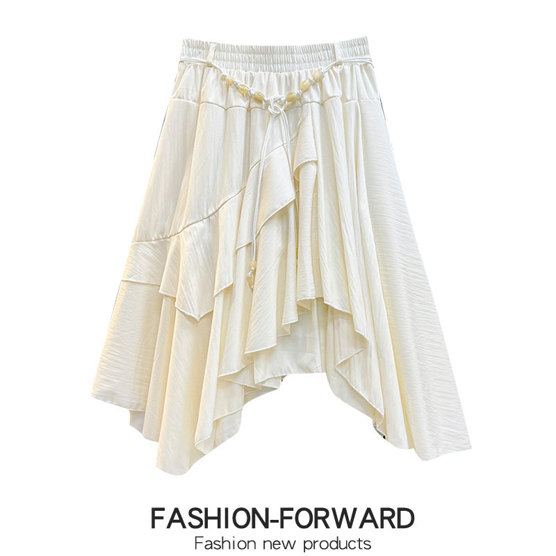 春季法式独特小众艺术不规则半身裙秋冬女2026新款白色长裙子