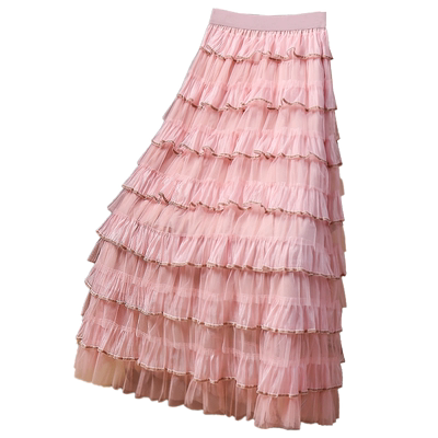 网纱拼接欧根纱裙蛋糕半身裙