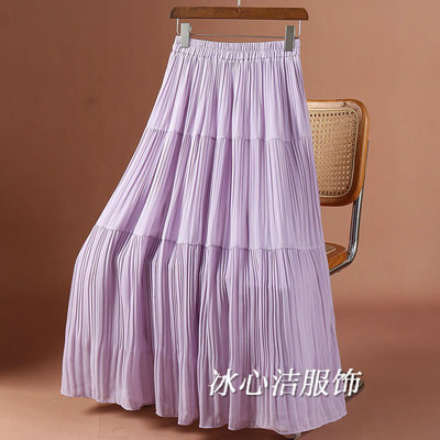 绝美漂亮！欧若风紫色雪纺半身裙