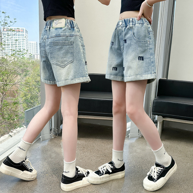 夏装女童牛仔短裤中大童2025新款夏季女孩儿童夏天洋气裤子薄外穿
