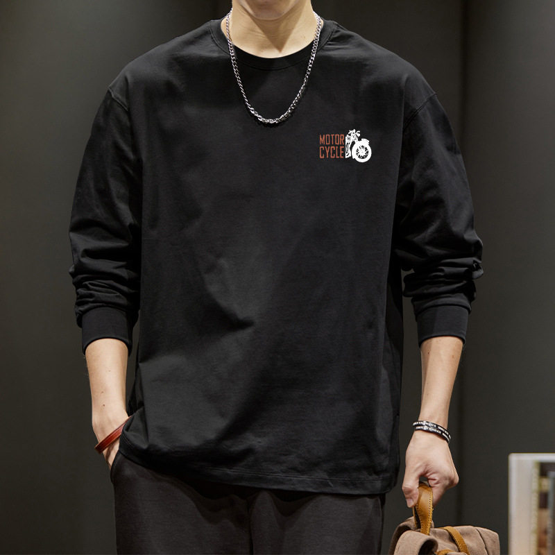 重磅200克纯棉T恤男春季潮牌复古长袖打底衫美式宽松百搭体恤