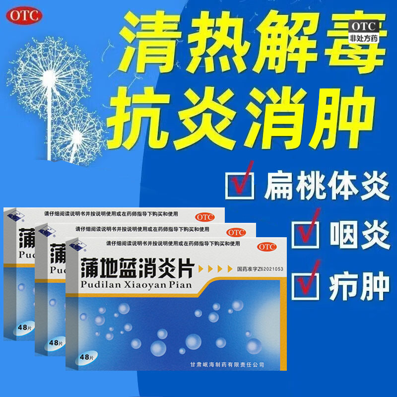 岷州蒲地蓝消炎片48片药片甫薄浦兰地浦蓝地扁桃体发炎药咽喉肿痛 OTC药品/国际医药 解热镇痛 原图主图