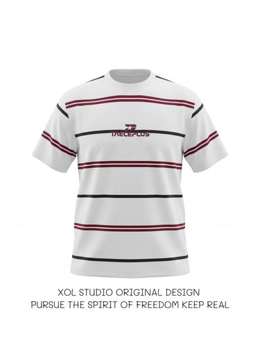 日系元气少年感撞色条纹短袖T恤