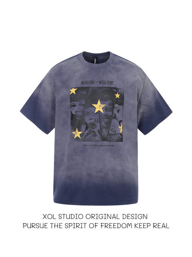 美式复古风人物印花短袖T恤