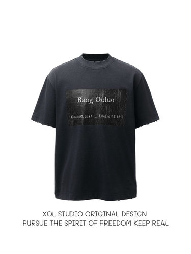 美式裂纹破坏感印花短袖t恤