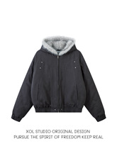XOL 毛领座山雕服加绒加厚外套男cleanfit小众潮牌设计感痞帅棉服