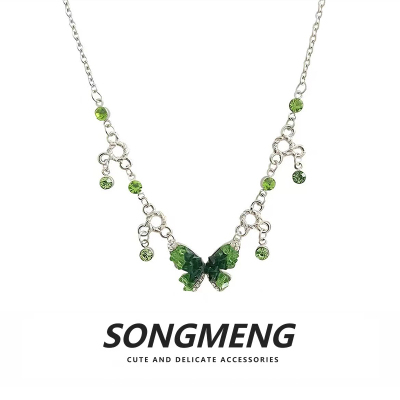 绿色蝴蝶项链女锁骨链