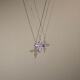 Vintage古着The Purple Cross女生项链紫色水钻十字架吊坠饰品新