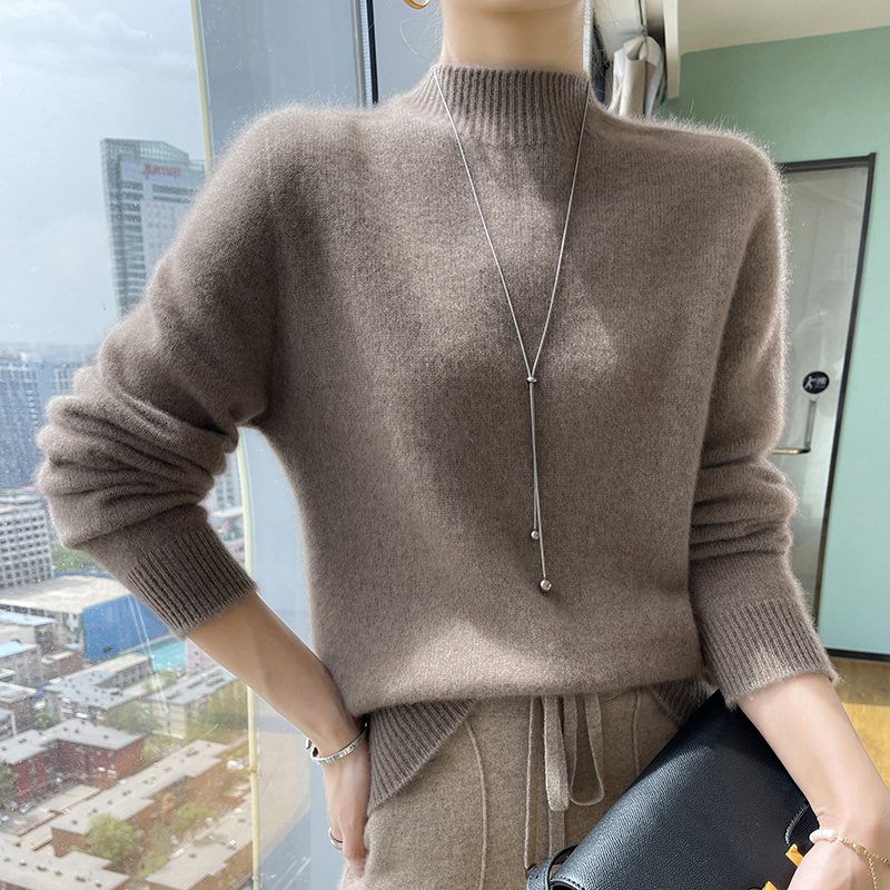 一线成衣加厚100纯山羊绒衫女半高领羊绒毛衣内搭秋冬针织打底衫