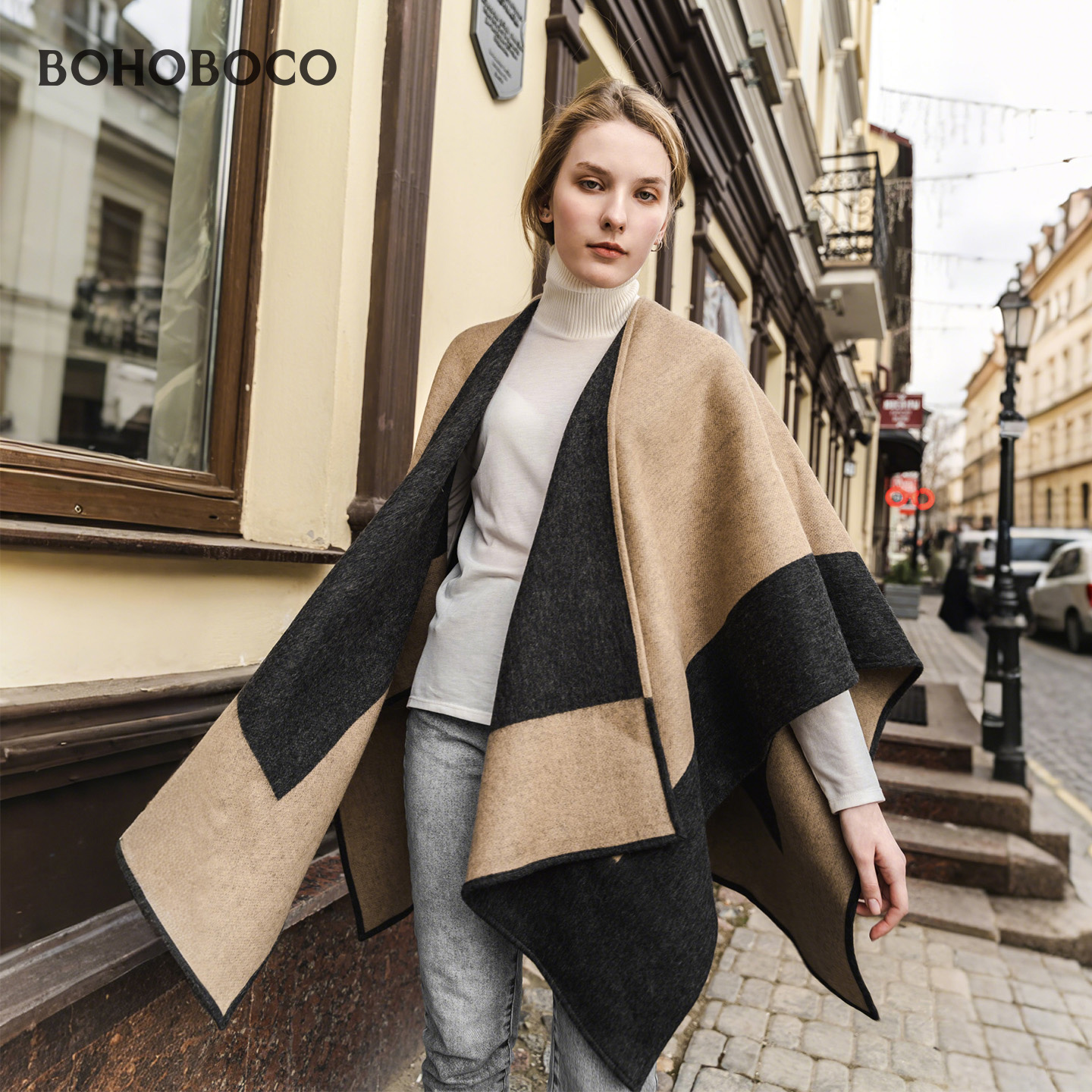 纯羊毛斗篷披肩外搭女秋冬加厚宽