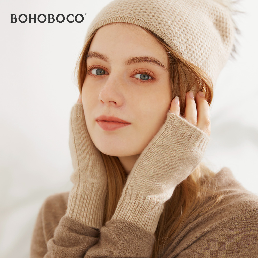 纯羊绒半指手套女送礼盒代写卡片